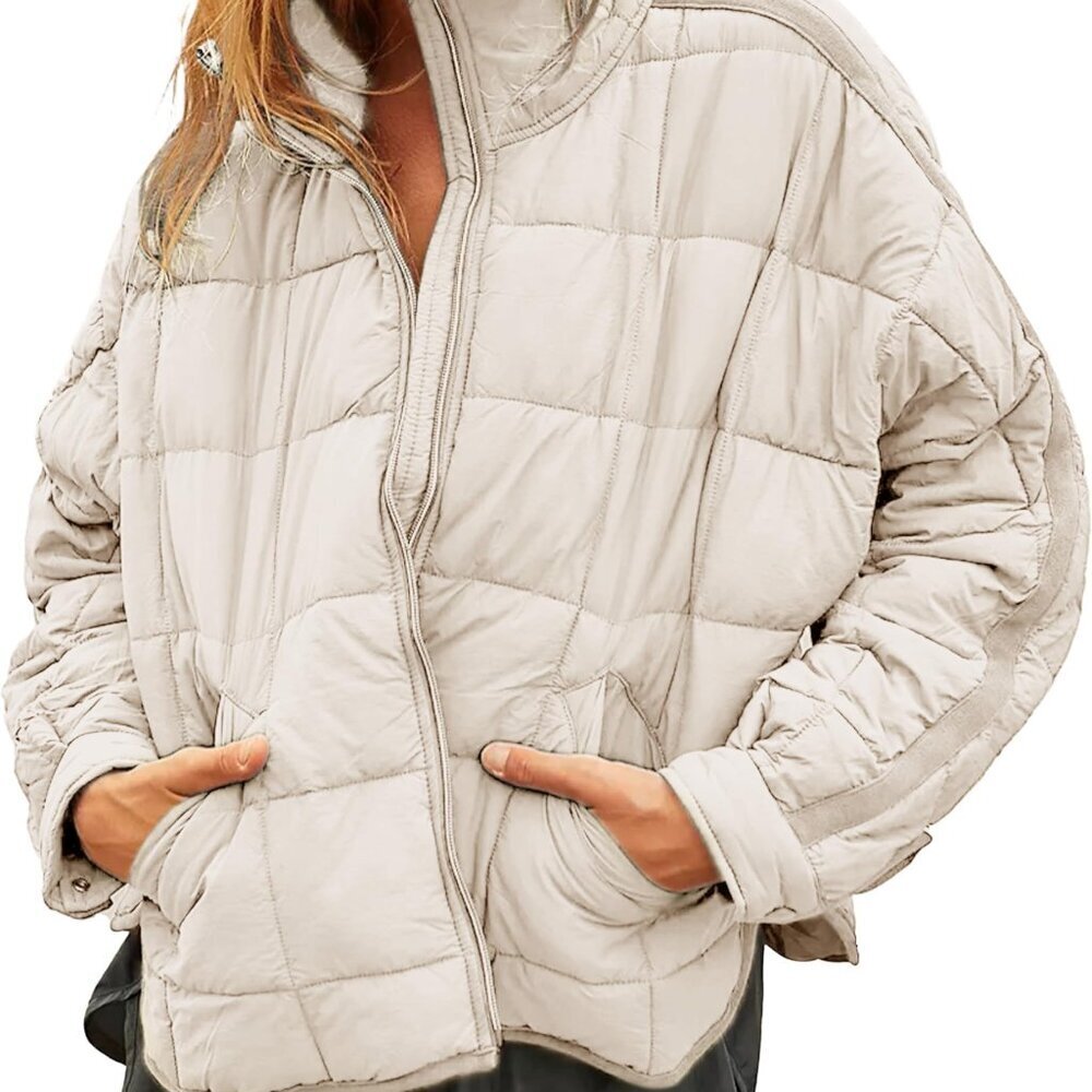 Quilted Puffer Jacket Lightweight Packable Oversized Chic Winter Coat